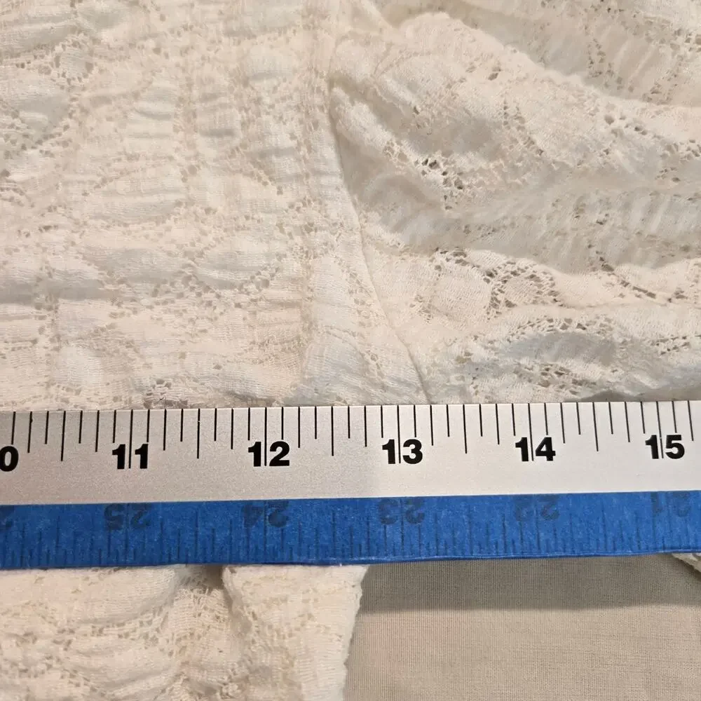 Free People Jasmine Tea Time Long Puff Lace Sleeve Top Open Back Sz S Romantic